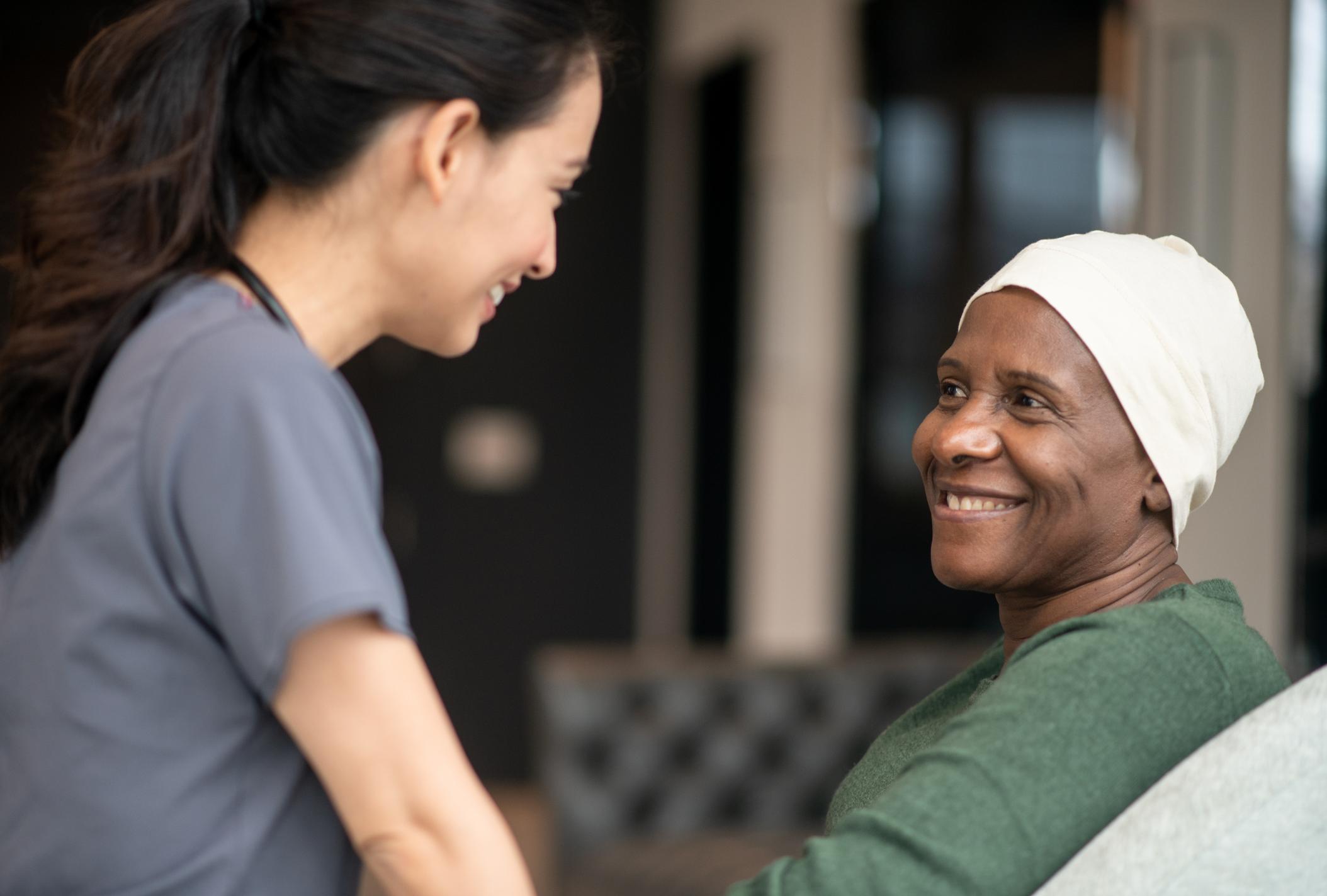 Nurse chatting with patient